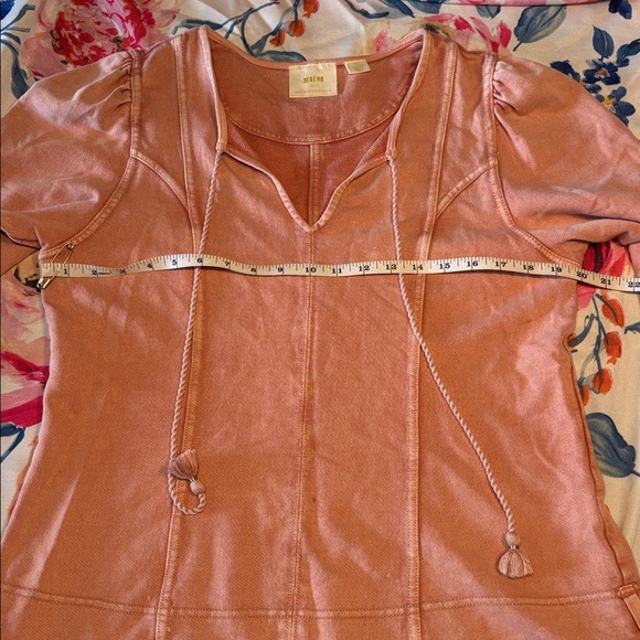Anthropologie Pink Long Sleeve Tie Front Blouse - Picture 9 of 9